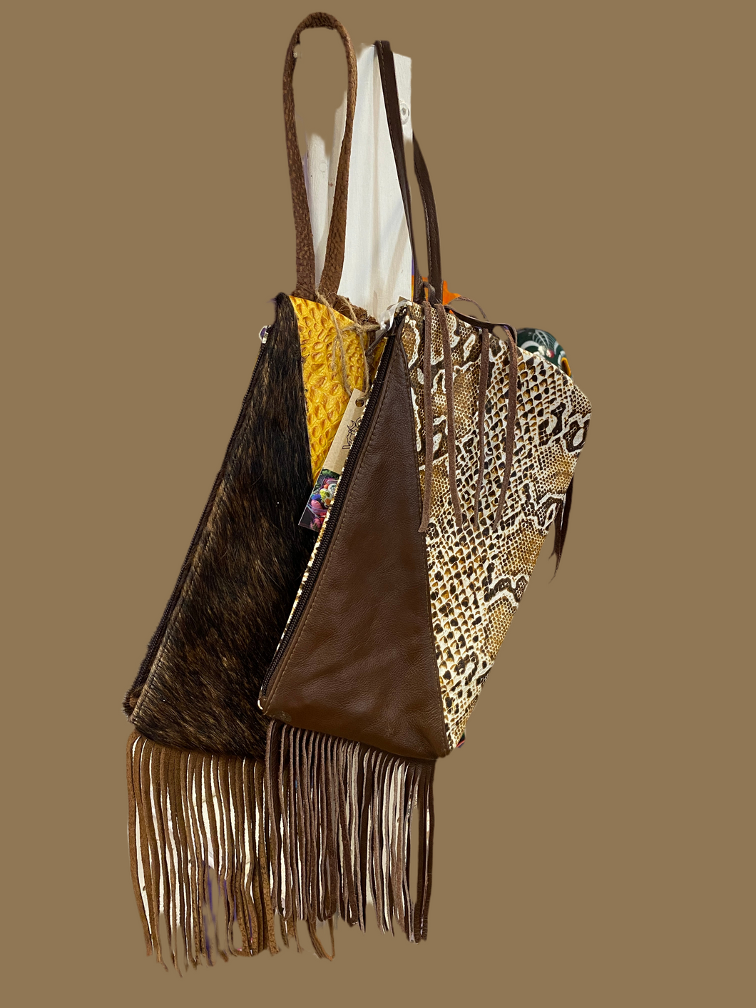 Leather Wrist Fringe Clutch Purse