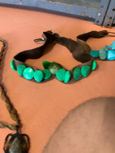 Load image into Gallery viewer, Leather choker w/ green stones

