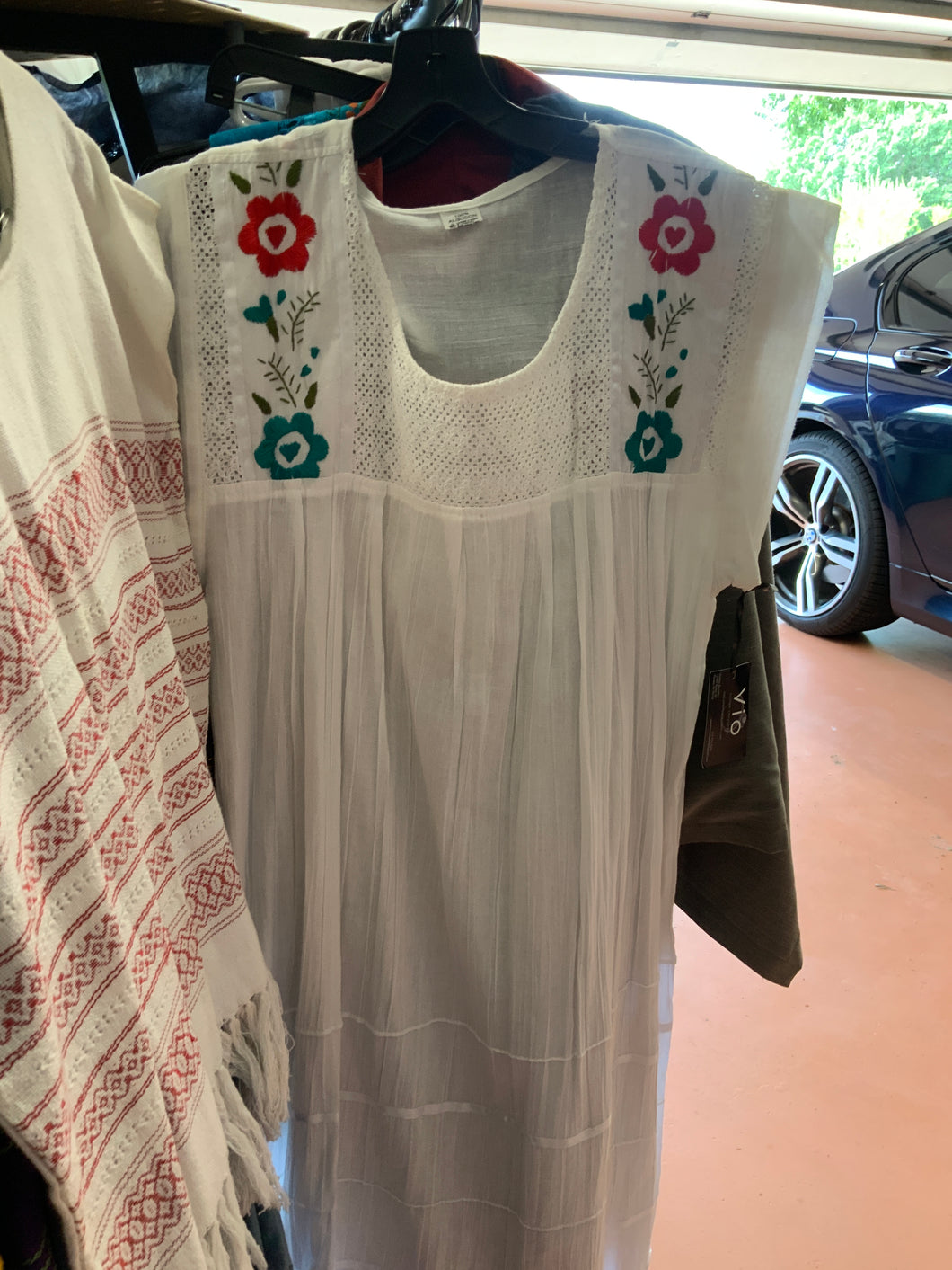 AP white sundress w/ flower embroidery
