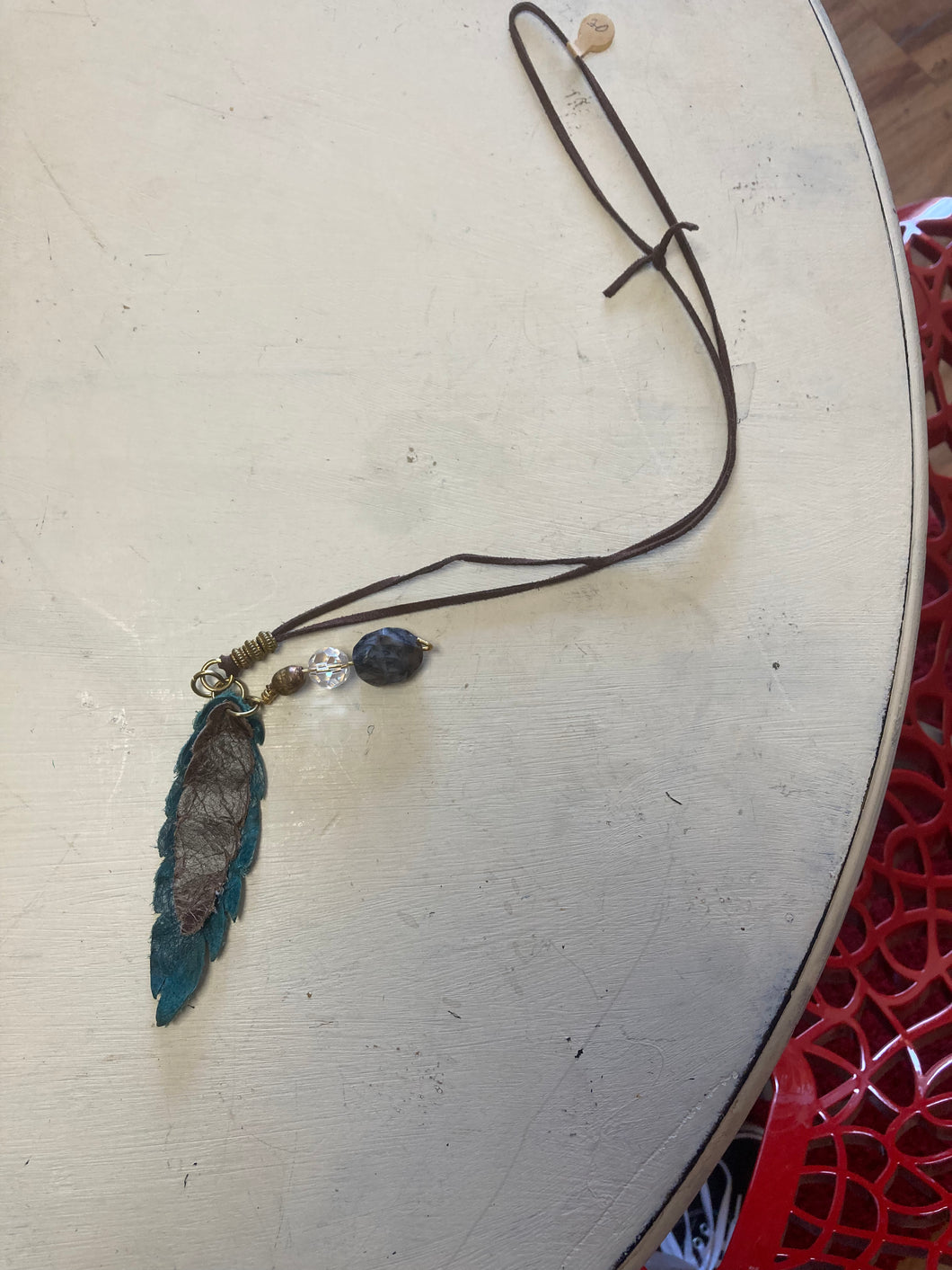 Felt feather necklace