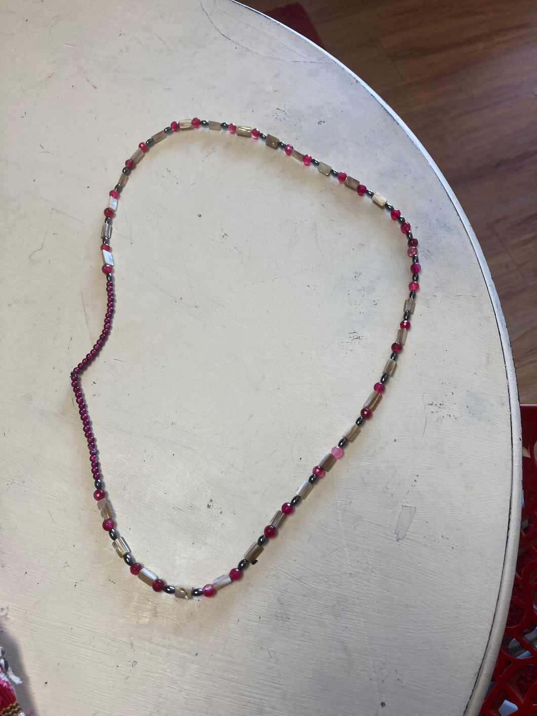 Plastic and stainless beaded necklace