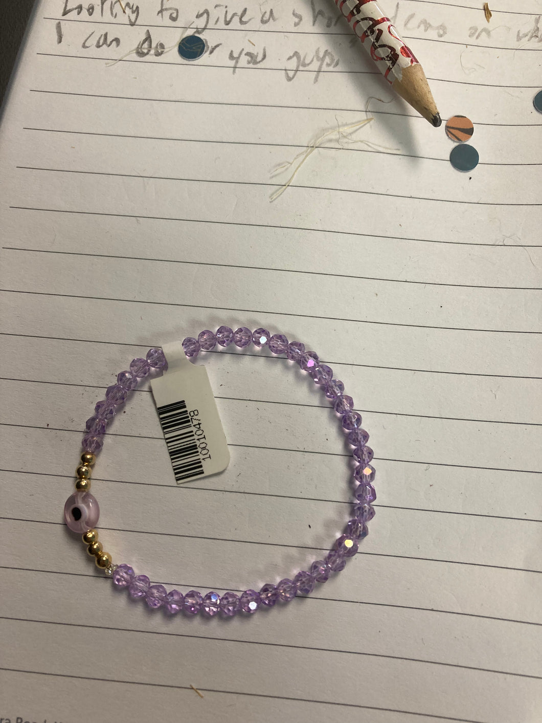 Clear pink beaded bracelet