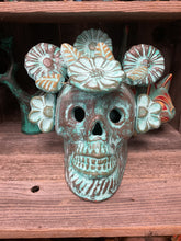 Load image into Gallery viewer, Clay skull large with roses
