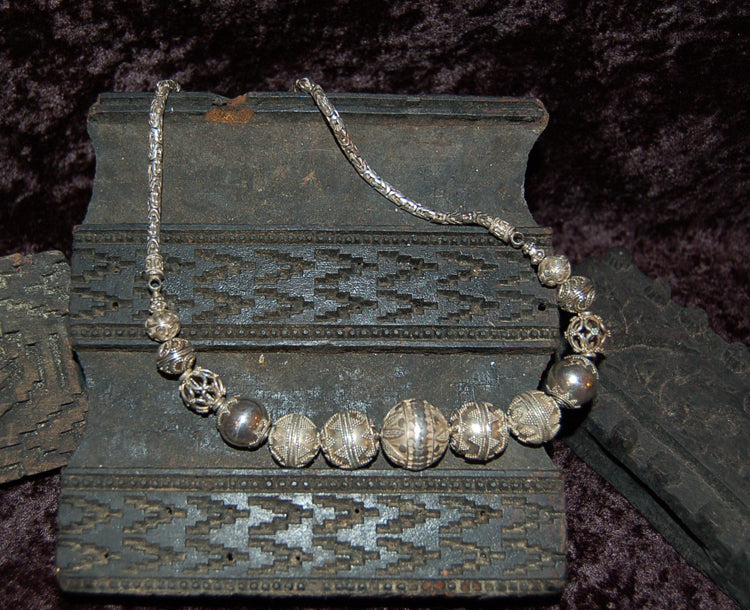 Sterling Silver  Necklace with intricate beads