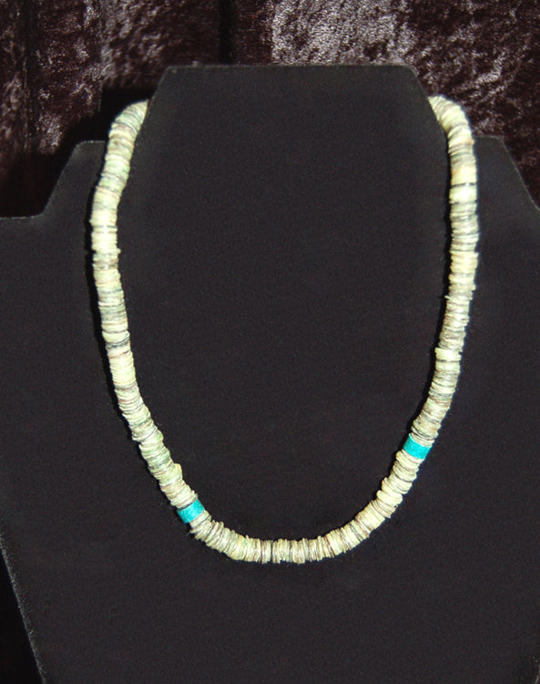Necklace Native American White and Blue Turquoise Beaded