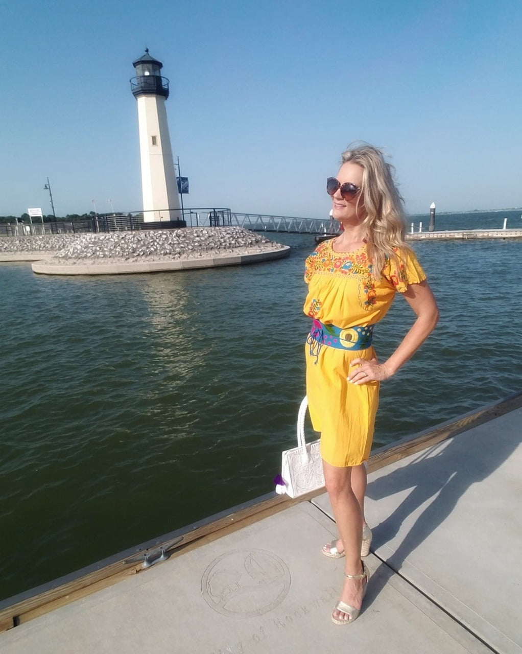 Yellow Mexican Dress with Floral Embroidery – Vio custom collections