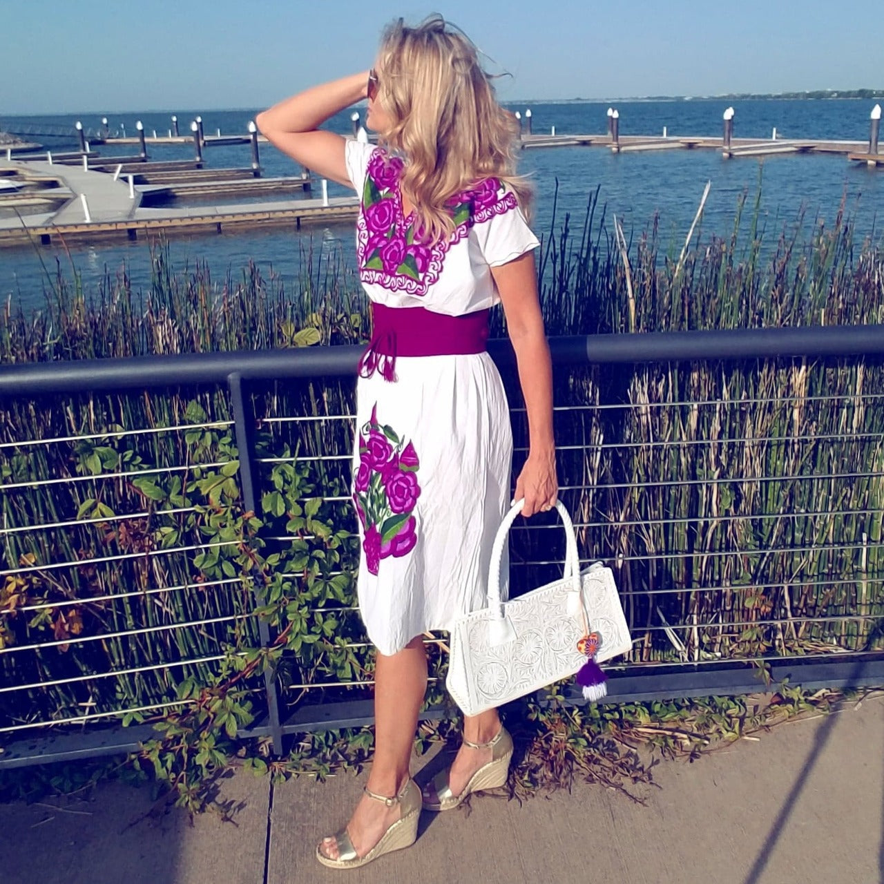 mexican dress purple White with Embroidery Bust 59 Group Color:heather grey monogram Blue Dress Halloween Costume