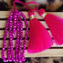Load image into Gallery viewer, Hot Pink Beaded Bracelet with Tassel
