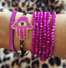 Load image into Gallery viewer, Hot Pink Beaded Bracelet with Tassel
