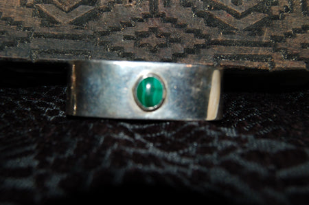 Sterling Silver Bracelet with Malachite Stone in Center
