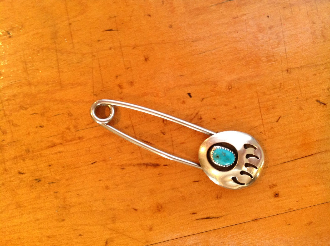 Sterling silver claw key chain with turquoise stone