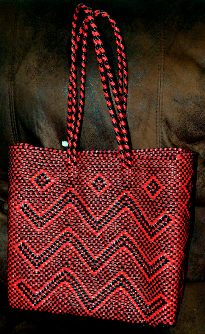 Oaxacan Woven Tote - Red & Black