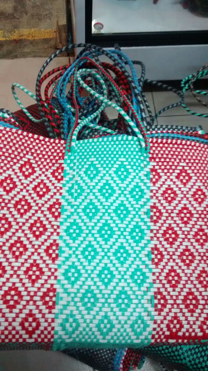 Oaxacan Woven Tote - Red, White, & Light Blue