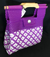 Load image into Gallery viewer, wooden handle purple tote
