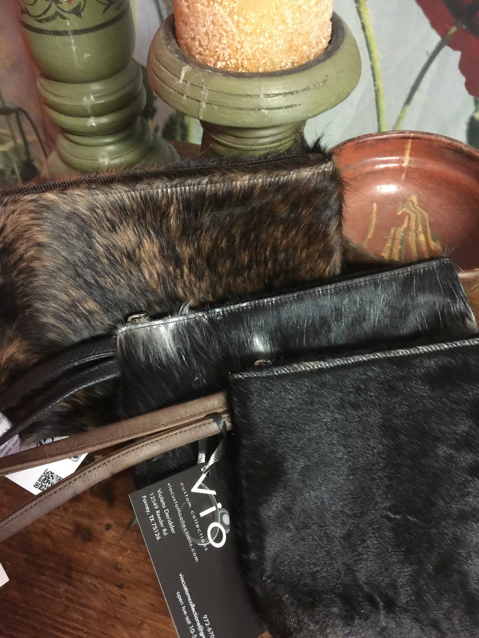 Variety of small leather clutch purses