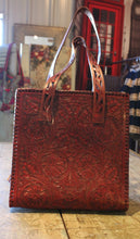 Load image into Gallery viewer, Maroon/Red Hand Tooled Leather Purse
