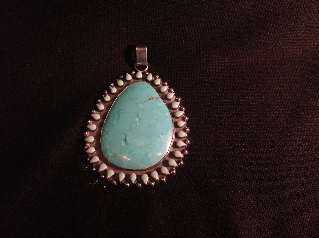 Egg Shaped Sterling Siver Turquoise Drop for Necklace